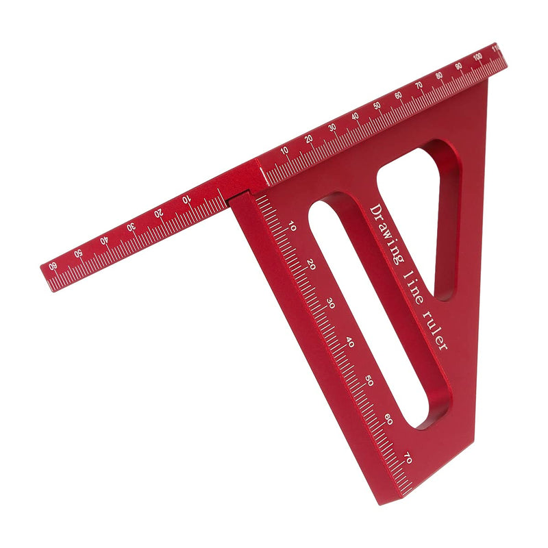 3D Multi-Angle Measuring Ruler,45/90 Degree Aluminum Alloy Woodworking Square Protractor,Drawing Line Ruler, Miter Triangle Ruler High Precision Layout Measuring Tool for Engineer Carpenter,R Red(Metric)