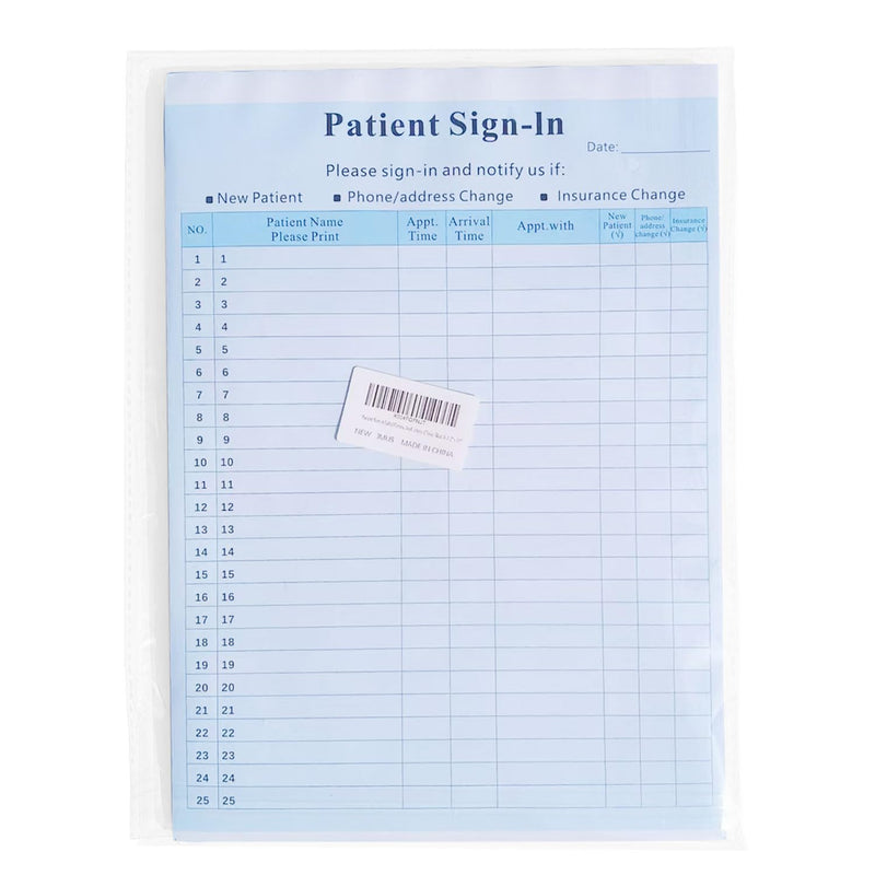 Patient Sign in Label Forms, Joyfulmap 25 Patient Sign in Sheets，25 Peel Off Adhesive Labels/Sheet, Compliant for Confidentially in All Medical Offices, Doctors, Clinic, Blue, 8-1/2" x 11"