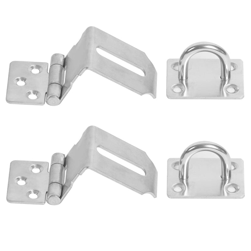 4 PCS 3 Inch 90 Degree Padlock Hasp, KINJOEK Stainless Steel Security Door Clasp Hasp Lock Latch, 2mm Extra Thick Door Gate Bolt Lock with 32 Mounting Screws 4