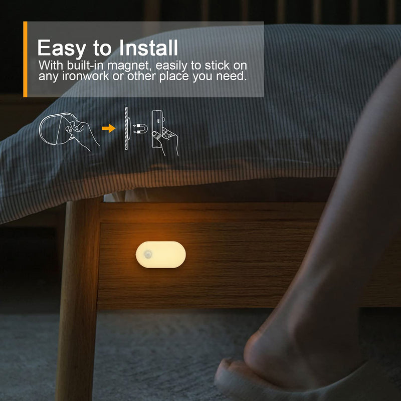 Lyridz Rechargeable Battery Night Light, Stick on Mini Motion Sensor Light Indoor Warm White 1-20LM LED Light with Stepless Adjustable Brightness for Bedroom, Kitchen, Stairs, Hallway, 2-Pack A. Warm White