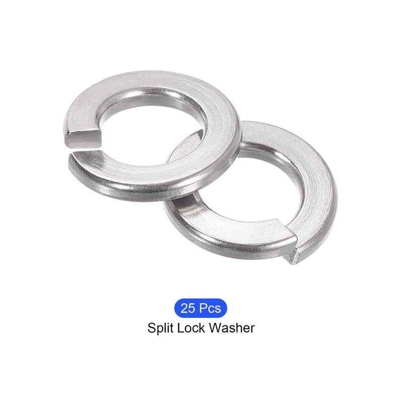 METALLIXITY Split Lock Washer (7/16") 25Pcs, 304 Stainless Steel Spring Lock Washer Elastic Gasket - for Household Applications 7/16" 25