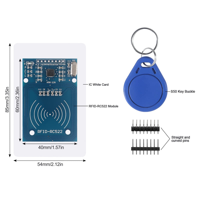 4Pcs RC522 RFID Module Kit RF RC522 Reader IC Card Sensor Module with S50 White Card and Key Ring RFID Sensor Module 4PCS