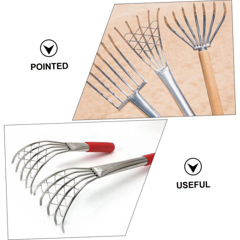 Clam Rake 15.7-Inch Stainless Steel Hand Tool with Sharp Claws for Efficient Clam Digging on Beaches and Gardens