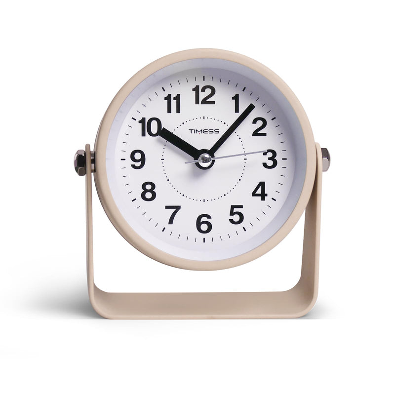Analog Alarm Clock, Silent Non-Ticking Quartz Movement, Battery-Operated with Snooze & On-Demand Light, Easy to Set Gentle Wake Bedside Desk Clock, Ideal for Home, Travel, Office (Yellow) Yellow
