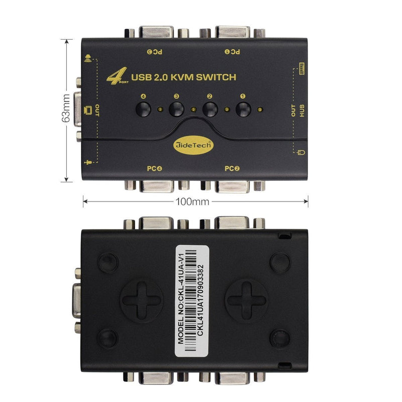 4 Port VGA KVM Switch with USB Hub and Audio Support Wireless Keyboard Mouse Connection and Push Button Switching Function 41UA