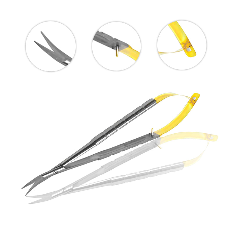 Cynamed TC Castroviejo Micro Scissor with Tungsten Carbide Inserts and Gold Ends - Premium Grade Instrument (5.5 in. - Curved Blades) 5.5 in. - Straight Blades