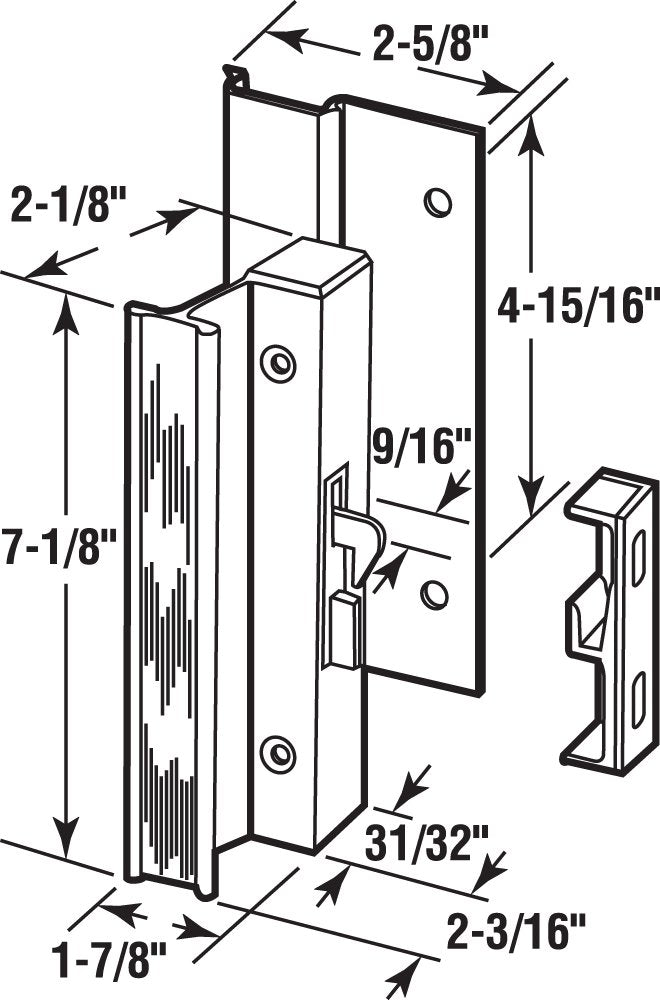 Prime-Line C 1003 Black Aluminum, Sliding Door Handle Set with Hook Lock (Single Pack)