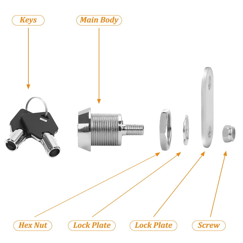 2 Pack Tubular Cam Locks, Cabinet Locks with 7/8'' Cylinder, Atom Lock for Arcade Machine, Gumball Machine, Cash Door, Tool Box, Chrome Finish and Keyed Alike (7/8 Inch 90°) 7/8 Inch 90°