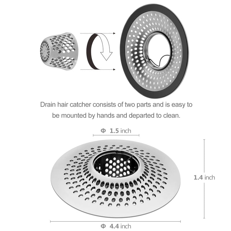 LEKEYE Drain Hair Catcher/Bathtub Shower Drain Hair Trap/Strainer Stainless Steel Drain Protector(Patented Product) 6060