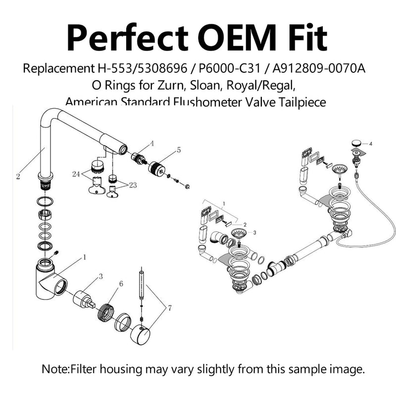 10 Pack O-Ring Replacement H-553/5308696/ A912809-0070A / P6000-C31 Orings for Royal/Regal,Sloan, American Standard Flushometer Valve Tailpiece (H-553 10 Pack) H-553 10 Pack