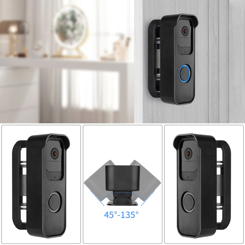 Adjustable Door Mount for Blink Video Doorbell, Adhesive Doorbell Mounting Bracket Accessories for Blink Doorbell Security System with No Drilling (Black)