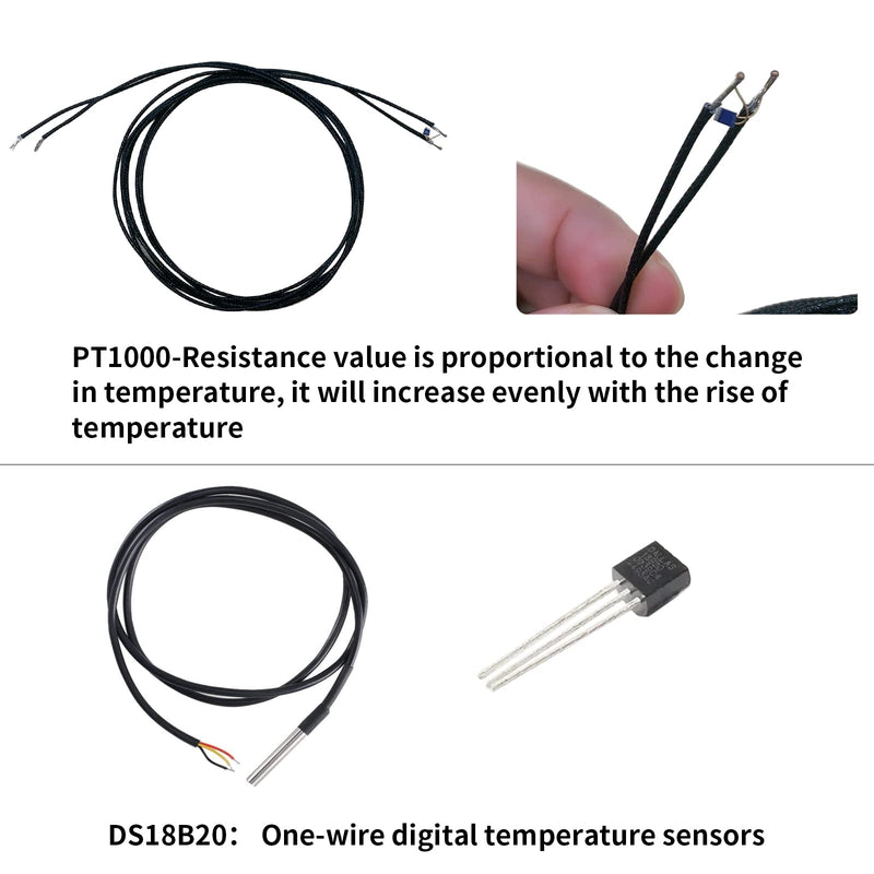 BCZAMD PT1000-550BW Temperature Sensor Probe for CR-10 Plating Copper/3D Volcan/ V6 Brass 3D Printer Heater Block Thermistor Sensor Probe Resistant to high Temperature 1.5M/ 59 inch