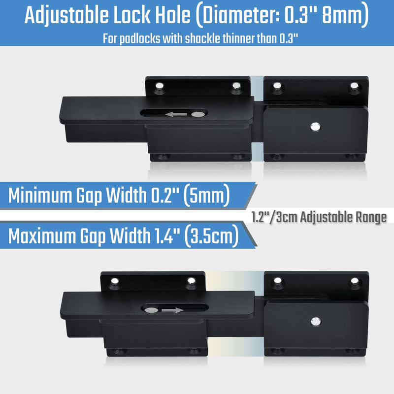 3Pack Flip Gate Latch Lock with Padlock Hole, 3.5mm Aluminum Alloy Door Latch for Outdoor Wooden Fence, Swing Open Gate, Double Gate, Barn Door, Shed, Vinyl Fence, Yard, Black