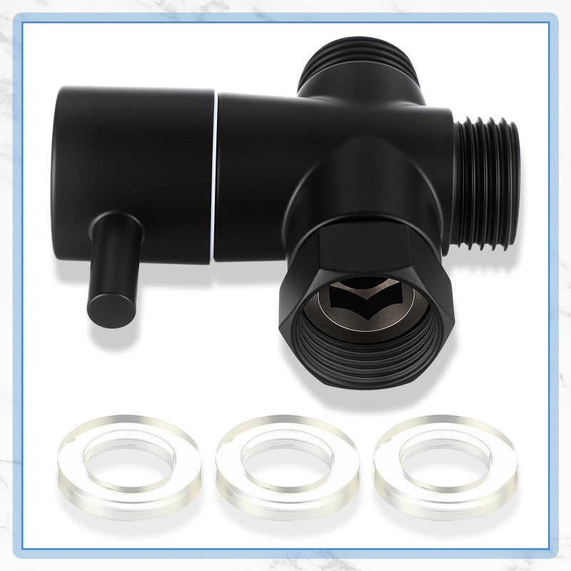 Nuanchu 4 Pack Alloy Shower Arm Diverter Valve for Hand Held Showerhead and Fixed Spray Head, g 1/2 3-way Bathroom Universal Shower System Replacement Part (Matte Black)