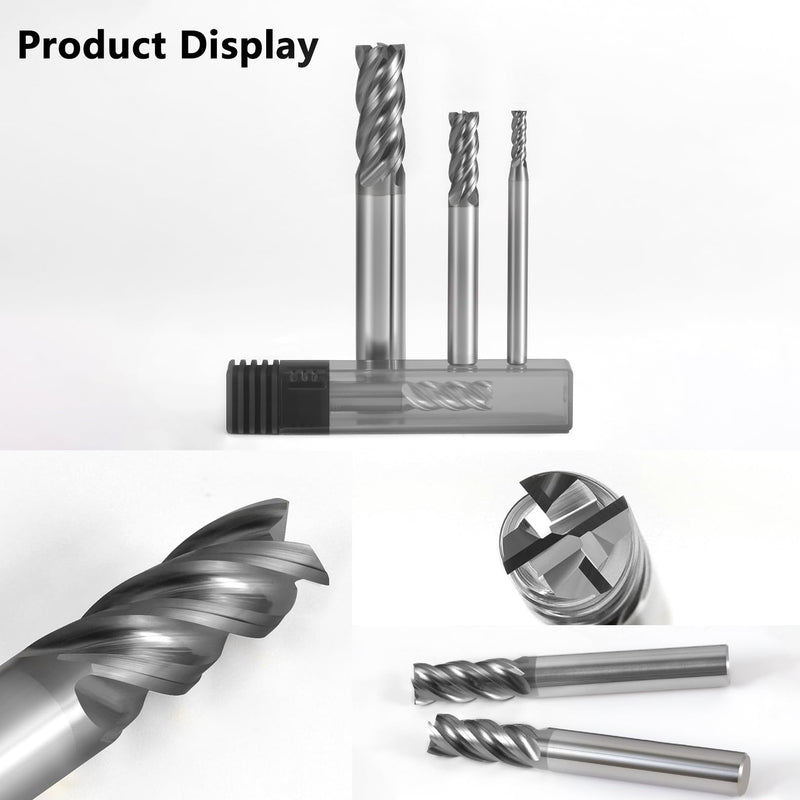 5PCS Carbide End Mill Set 3/32” HRC70 4 Flute Square Nose CNC Milling Bits, Carbide Rod from GESAC, for TC4/18 Titanium Alloy, 1.4848/1.4837 Steel, Stainless Steel, High Temperature Alloy 3/32 in 5