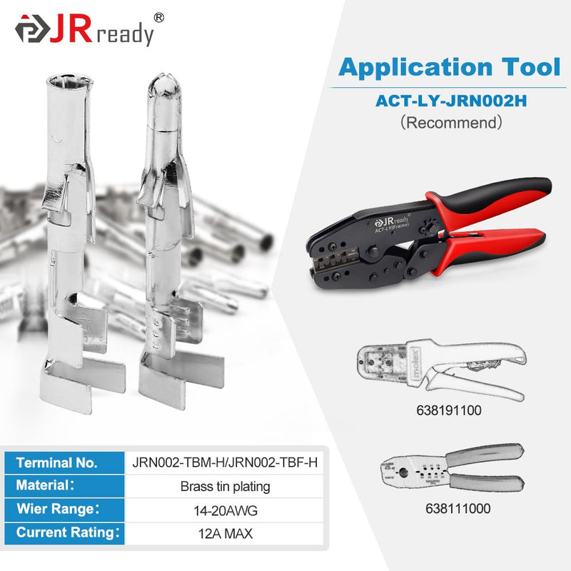 JRready ST6417 Standard.093" Pin and Socket Power Connectors 4 Circuits (6 Matched Sets),14-20 AWG，Compatible with Molex Standard.093" 4 Pin Male& Female Connector, 5.03 mm Pitch, Free Hanging