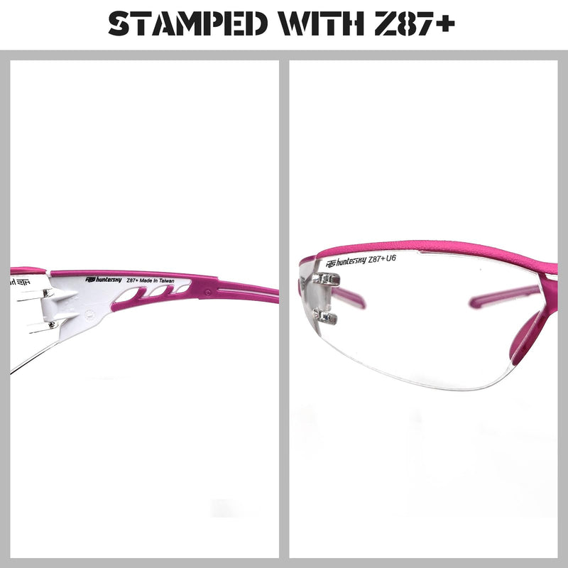 Super Flexible Lightweight Anti Fog Wrap-Around U6 Clear Shooting Safety Glasses with ANSI Z87.1 Scratch Resist E9532c Pink-1 Piece