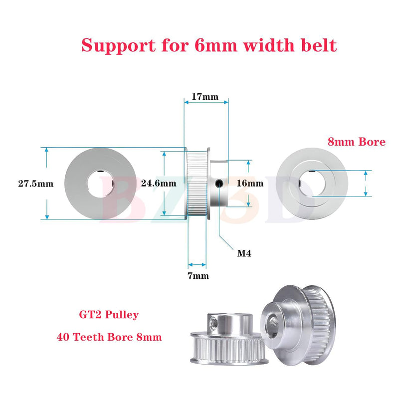 GT2 Pulley 40 Teeth 8mm Bore Width 6mm Timing Belt Pulley 40T 8mm Bore Pulley Wheel for 6mm Width GT2 Timing Belt for 3D Printer,CNC (4pcs) 40Teeth Bore
