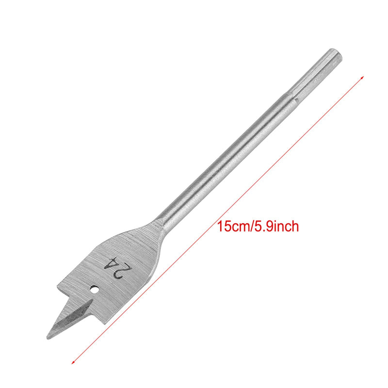 15pcs Flat Wood Drill Bits, Carbon Steel Hex Shank Spade Flat Wood Drill Bit Set 6‑25mm for Wood Drilling Power Tools