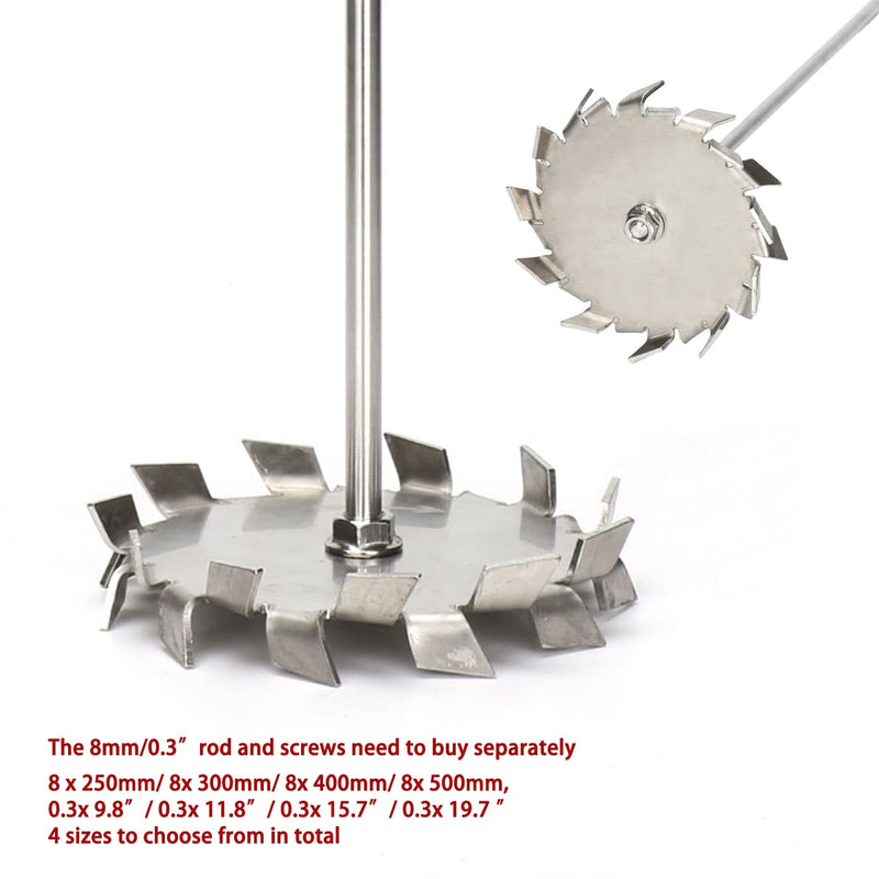 304 Stainless Steel Dispersing Disc 30-500mm/1.2-19.7 inch Dispersion Impeller High Speed Dispersing Machine Blade Paddle Impeller with 8mm Shaft Hole (Dia 150mm/5.9") Dia: 150mm/ 5.9 inch