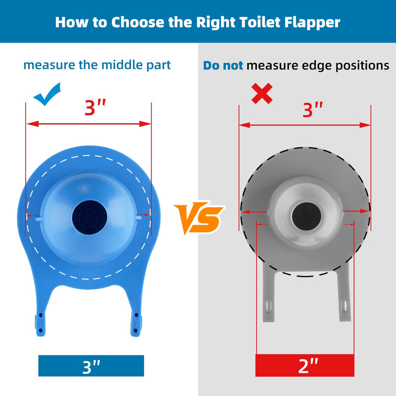Hibbent 3 Pack Large 3-Inch Toilet Flapper Replacement Compatible with Gerber 99-788, Water Conserving Toilet Flappers for 3 Inch Flush Valves, Stainless Steel Chain, Easy to Install, Blue Compatible with 3" Gerber 99 788