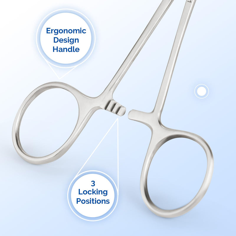 JMU Hemostat Locking Forceps 5" Straight 1 Pc/Pack | Stainless Steel, Locking Tweezer Clamps for Surgical and Dental Procedures