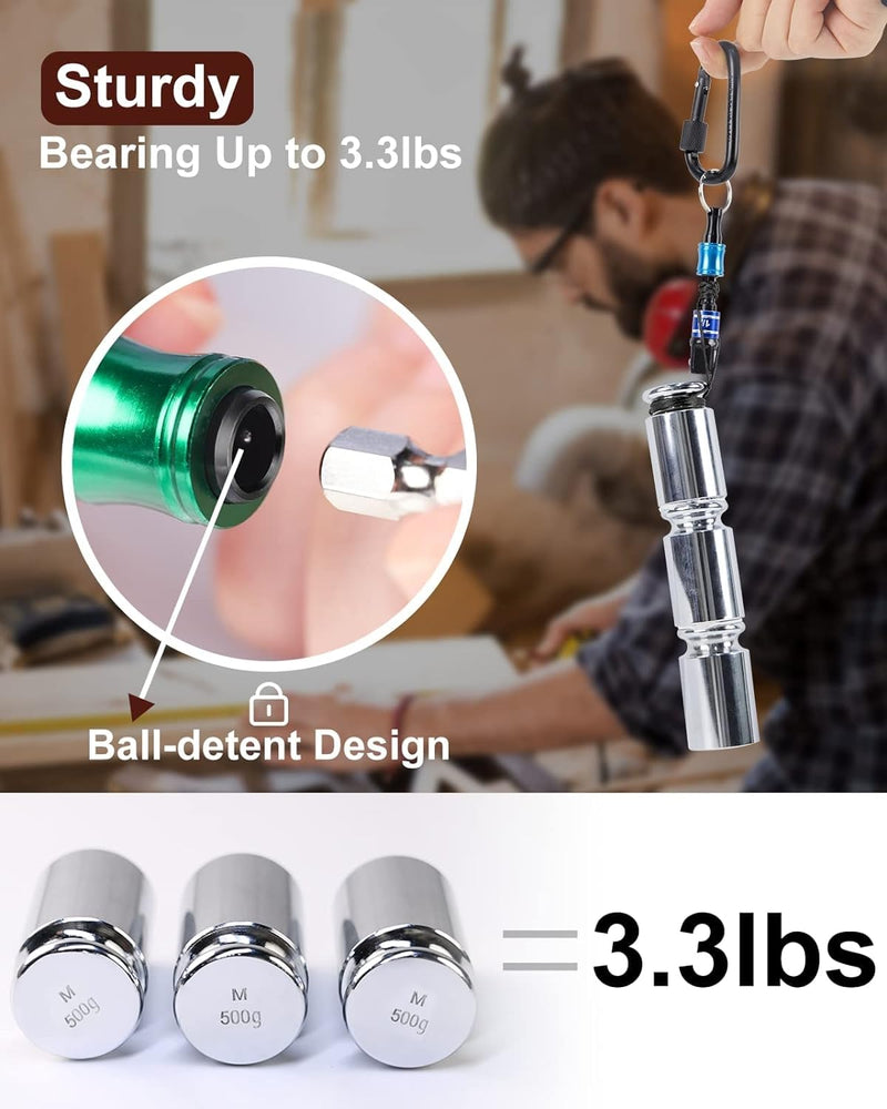 Push to Unlock,Katerk 6pcs 1/4 inch Hex Shank Aluminum Alloy Screwdriver Bit Holder Light-Weight Quick-Change Extension Bar Keychain Drill Screw Adapter Portable,Black Carabiner,Tool Gifts for Men Black