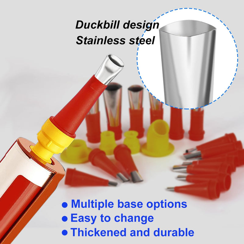 30Pcs Caulking Finisher Kit, Caulking Nozzle Tips Stainless Steel 18 Caulking Nozzle Applicators with 8 Connector Caulking Guns and 4 Grout Scraper for Bathroom Kitchen Doors Windows 30Pcs