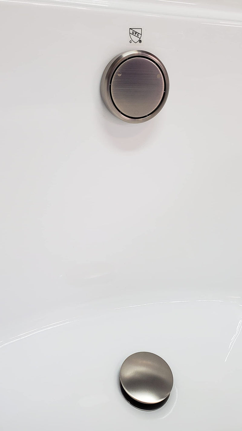 Westbrass Deep Soak Closing Overflow Plumber's Pack with Sch. 40 PVC Elbows and Tee, with an ADA aprroved Tip-Toe Drain, Satin Nickel, D593CHPM-07