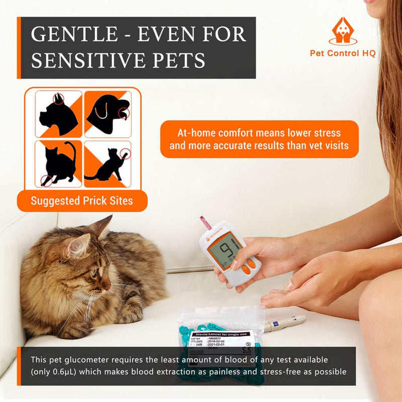 Blood Sugar Glucose Monitor System for Dogs and Cats - Pet Glucose Monitoring Kit - Accurate Diabetes Testing 2 Calibrated Code-Chips for Dog/Cat, Lancets, Logbook - Monitor + 50 Test Strips - PawsPlanet Australia