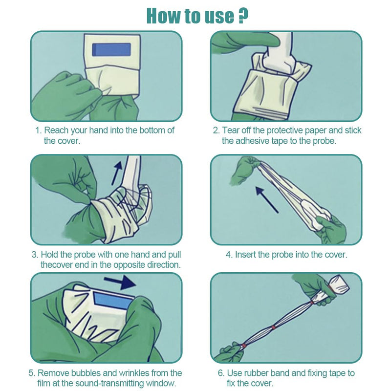 Ultrasound Probe Cover with Adhesive, Latex-Free Sterile Disposable Clear, Individual Packaging, 10/Bx, (5"x48") 5"x48"