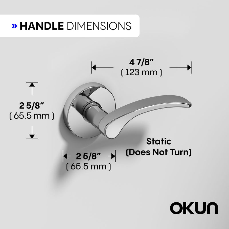 Okun Brook Dummy Door Handle, Chrome Non-Turning Door Lever 1-Pack – Right-Handed Decorative Interior Handle for Closet, Pantry, Hallway & French Doors, Sleek Modern Design Dummy-Right