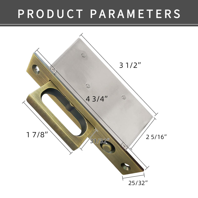 Recessed Finger Flush Pulls with Edge Pull Antique Brass - 6Inch Sliding Closet Door Handles Hardware Suitable for Pocket Door,Closet Door,Sliding Doors, Barn Door Handle