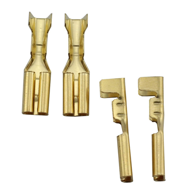 MEETOOT 100pcs 2.8mm Gold Female Spade Crimp Terminal with Insulating Sleeve Self Lock Plug Electrical Wire Splice Connectors