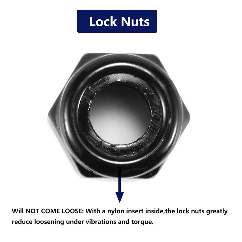 5/16-18 Nylon Insert Hex Lock Nuts 50Pcs 304 Stainless Steel Locknuts, Hex Drive, Bright Finish, Black Oxide by SG TZH 50 5/16-18
