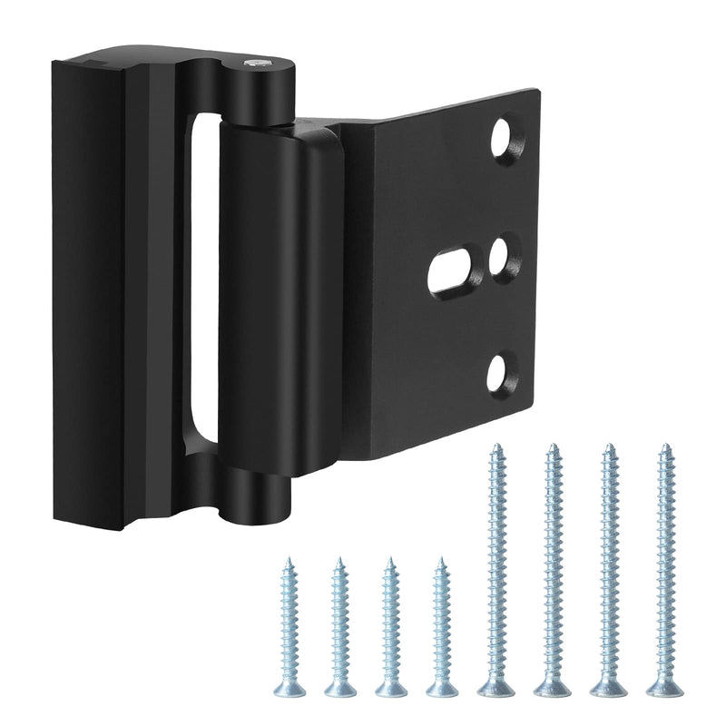 Home Security Door Lock, Fcicarn Childproof Door Reinforcement Lock with 8 Screws, 3 Inch Stop Withstand 800 lbs for Inward Swinging Door, Upgrade Night Lock to Defend Your Home (3-Pack,Black) 3 Pack Black