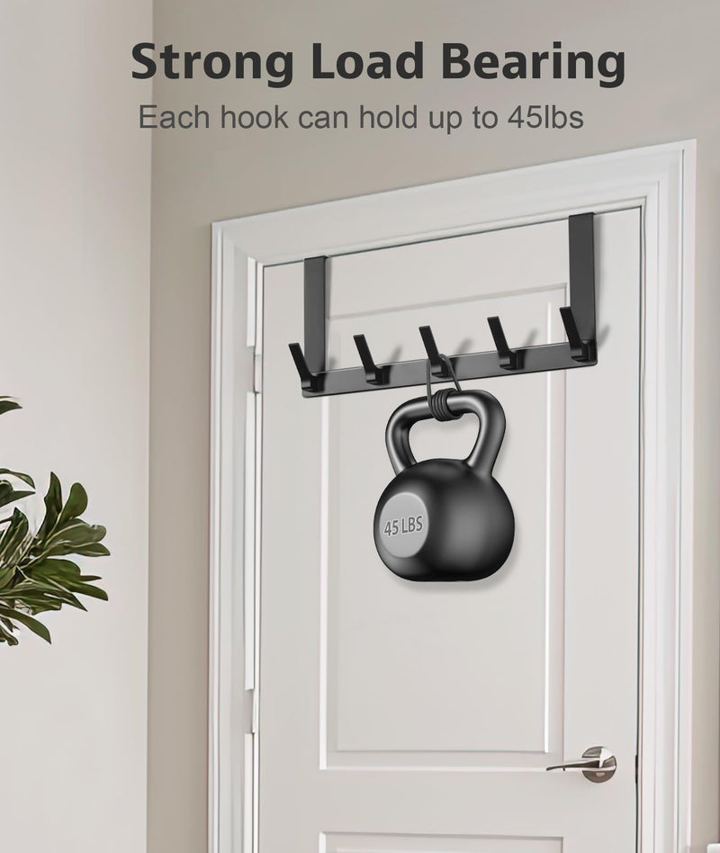 Over The Door Hooks, Door Hanger Hook, Over The Door Towel Rack for Bathroom, Door Towel Hanger for Hanging Clothes Hat (Black, 1 Pack) Black