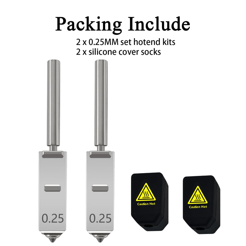 2PK 0.25mm Hardened Steel Integrated Nozzle for Anycubic Kobra S1 Max | Integrated Leak-Free, Precision Accuracy, Quick Swap Kit, High Speed 600mm/s, 32mm³/s High Flow Includes 2PCS Silicone Cover