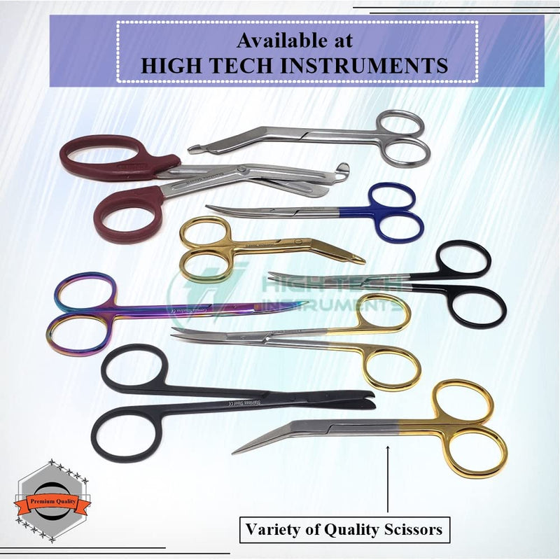 Premium Iris Supercut Micro Dissecting Scissors Curved 4.5" with One Serrated Blade (HTI Brand) Black Handle