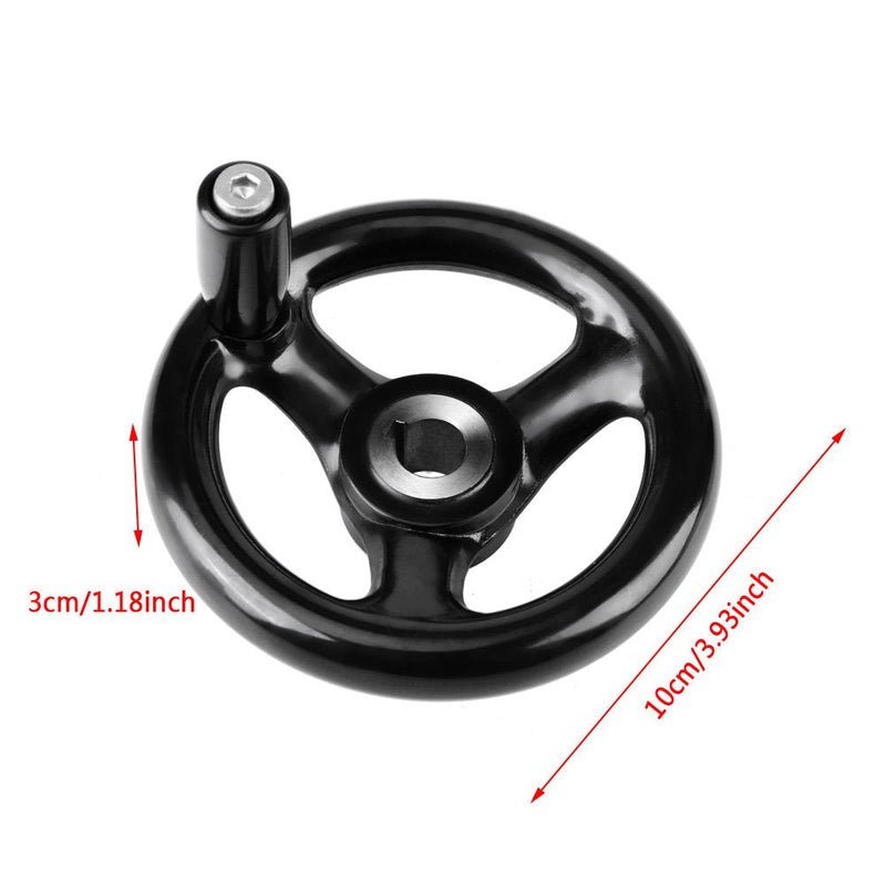 Hand Wheel 12mm, Bakelite Black Round 12 * 100mm 3 Spoke Hand Wheel Revolving Handle for Lathe Milling Machine