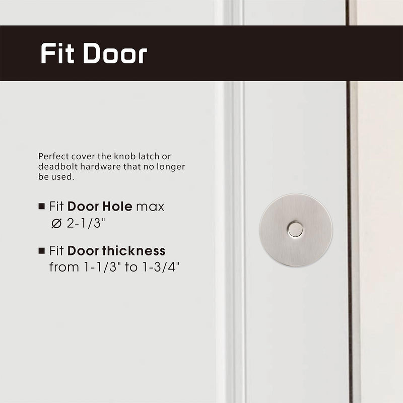 Door Knob Cover, 2-5/8" Diameter Solid Steel Deadbolt Cover Plate, Hole Filler Plate for Door Handle (1, Satin Nickel) 1