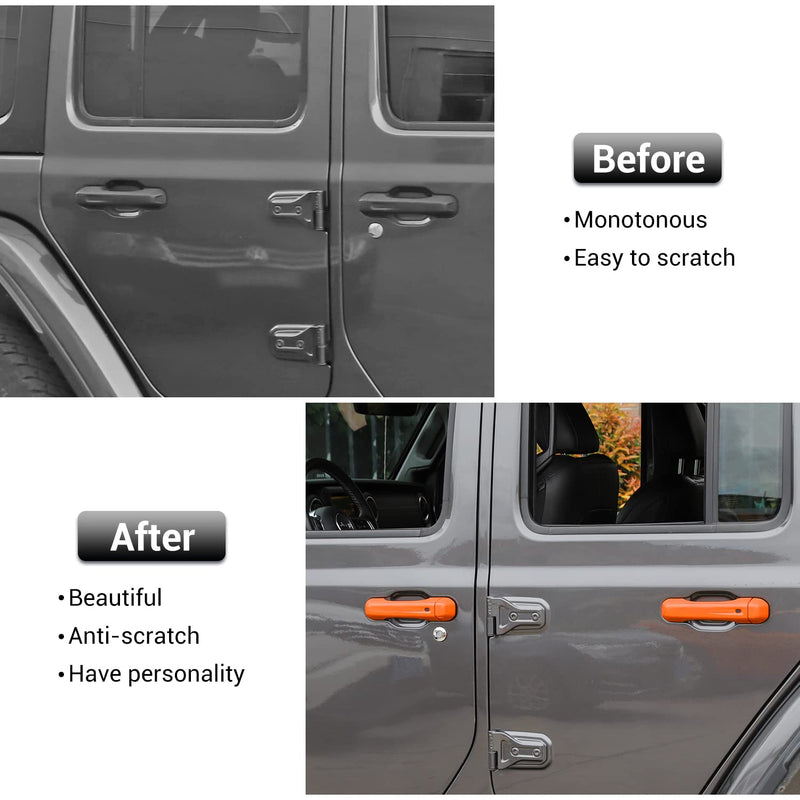 CheroCar Orang Door Handle Cover Trim Tailgate Handle Cover Kit Fit for 2018-2026 Jeep Wrangler JL JLU 4xe & Gladiator JT Sports Sahara Freedom Rubicon 2/4-Door Exterior Accessories