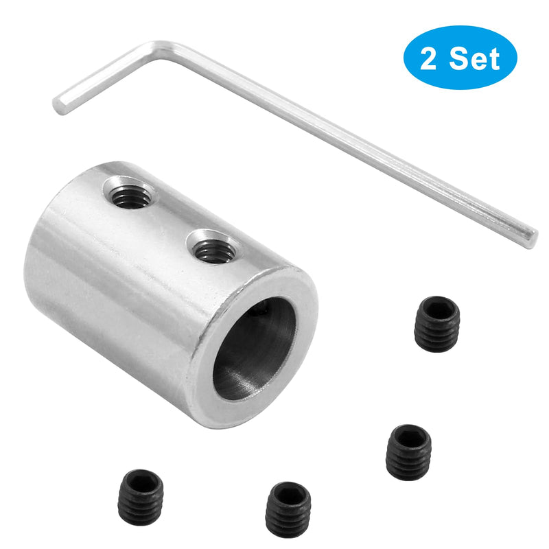 BokWin 2 Pcs Bore Rigid Coupling Set 6mm to 10mm Shaft Coupler Connector Stainless Steel Coupler Rigid Couplings for 3D Printers Motor Accessories
