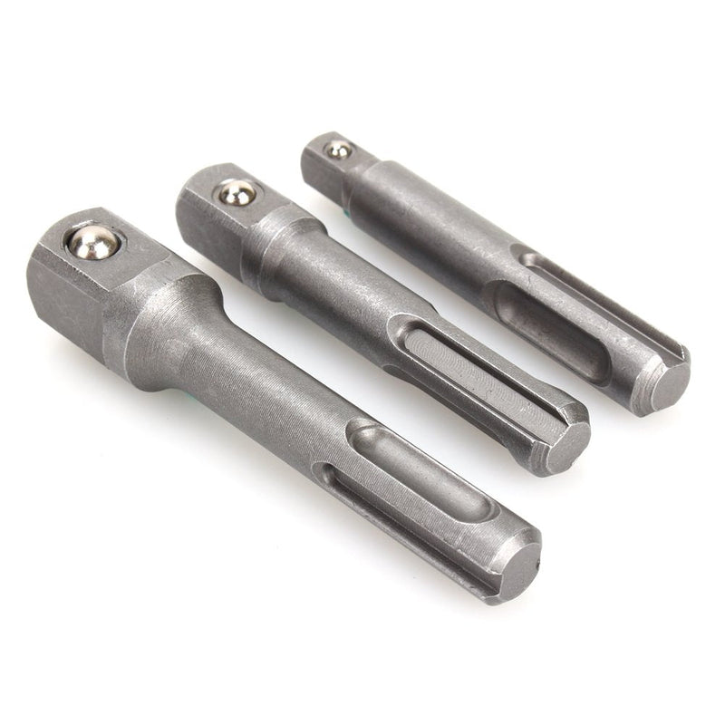 3 Pcs Drill Bit Adapter, 1/4 3/8 1/2 Air Hammer Socket Adapter, SDS Plus Socket Adapter Set for SDS Plus Hammer Drill