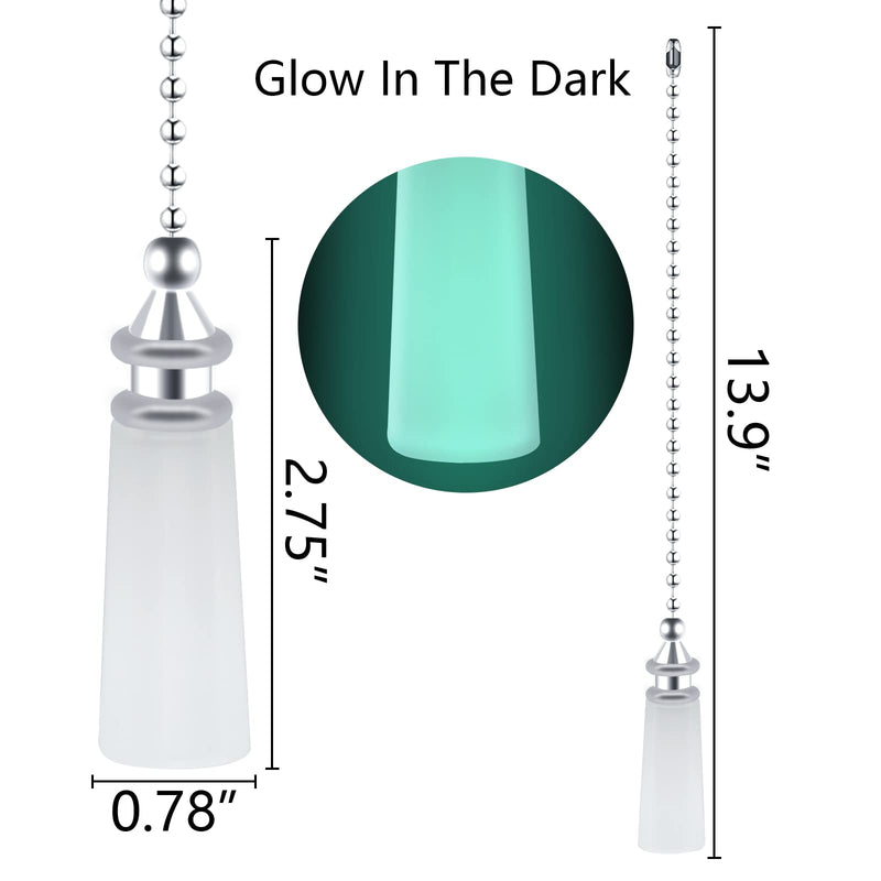 2Pcs Ceiling Fan Pull Chain Glow in The Dark,12in Crystal Ceiling Fan String Pulls Charm Extension Decorative,3mm Diameter Beaded Fluorescent Fan Pull Chains Ornaments with Connector