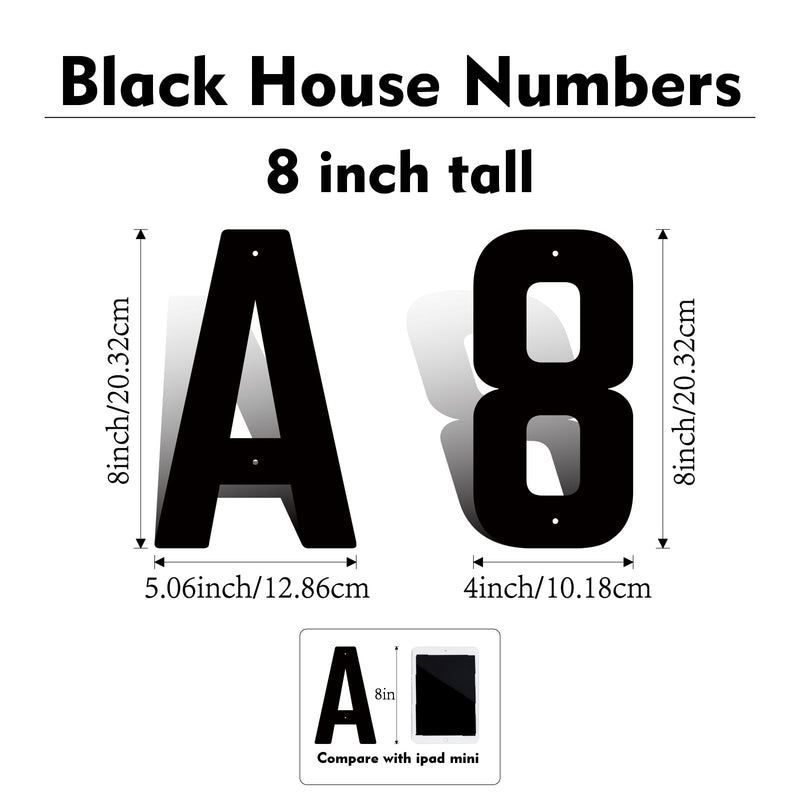 8 Inch Metal Letters, Modern House Address Numbers, Metal Door Numbers, Large Black House Address Letters and Numbers for Home Office Street Apartment Outside (A) Black-A