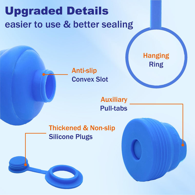 【4 PCS】 3 & 5 Gallon Water Jug Cap - 55mm Reusable Food Grade Silicone Water Bottle Cap for Standard/Screw/Crown Tops, Water Dispenser Replacement Lids, Non-Spill & Leak Free - 4 Pack