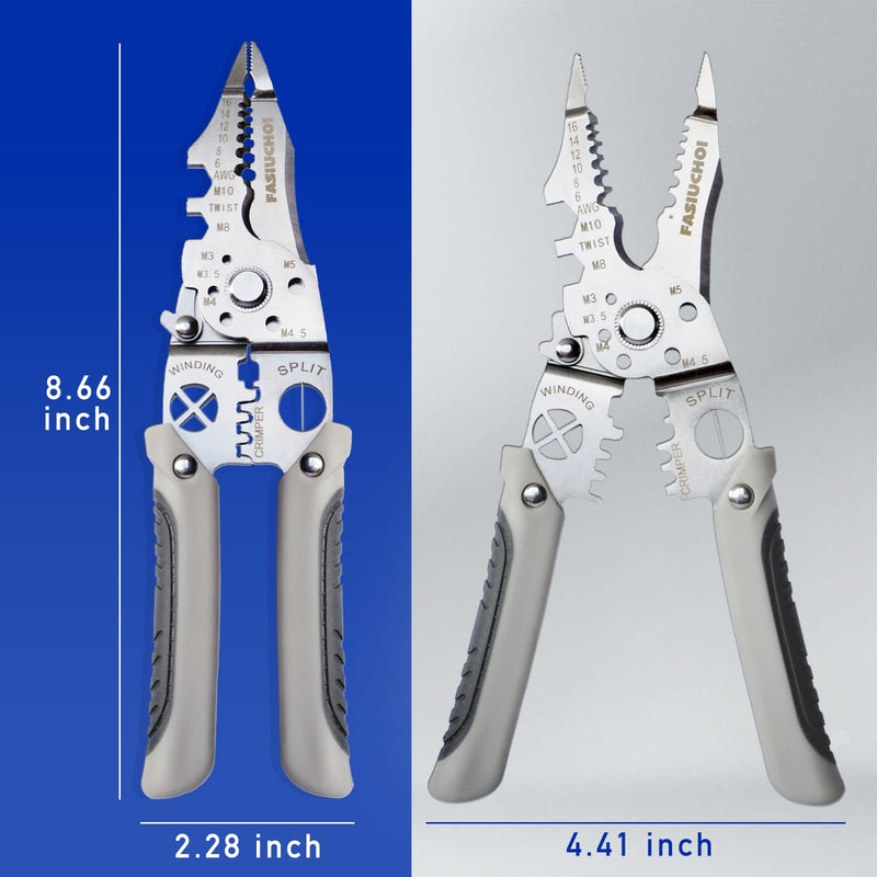 Wire Stripper Tool, Multi-function Wire Strippers Electrical, 9-in-1 Wire Cutter Wire Crimper, Adjustable AWG 6-16 Wire Stripping Tool, Wire Crimping Tool, Comfortable Grip and Refined Craftsmanship