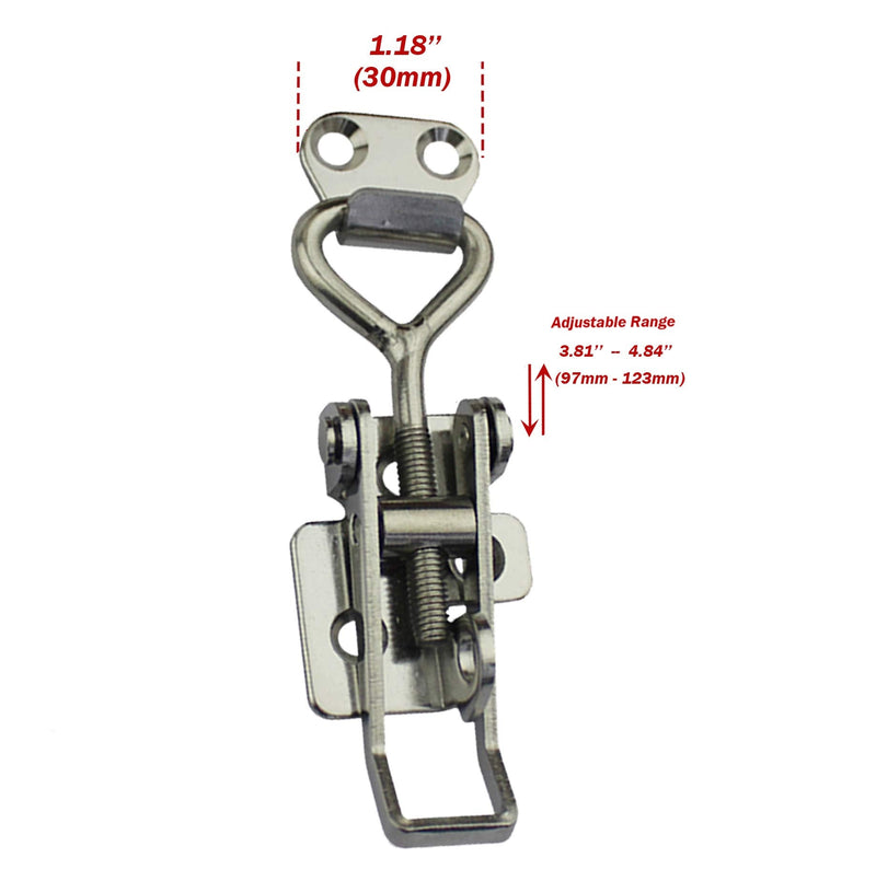 4 Pack Adjustable Buckle Cabinet Boxes Lever Handle Toggle Catch Latch Lock (2S-4,Range:97-123mm) 2S-4,Range:97-123mm