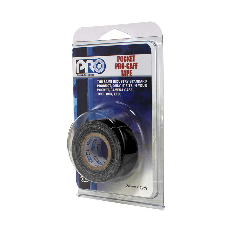 Pro Tapes Pocket Gaff Tape 1 inch (24mm) x 6 Yards Length Black Matte. Pocket Size Gaffers Tape. Made in The USA. Holds Tight, Easy to Remove.